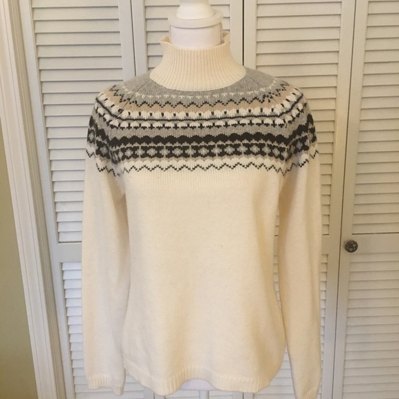Covington Sweaters - Covington Fair Isle Classic Comfortable Mock Neck Neutral Soft Sweater Size L